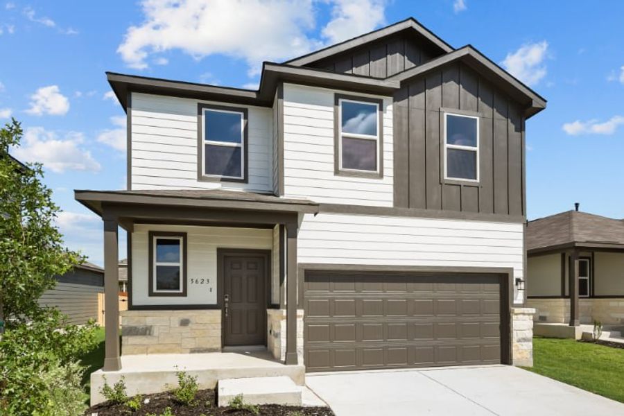 A house with a garage.