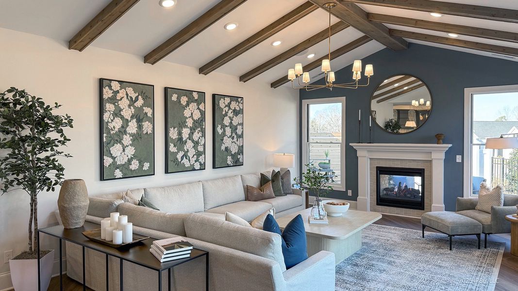Furnished interior in a model home at The Courtyards at Lake Davidson in Mooresville (Image 26).