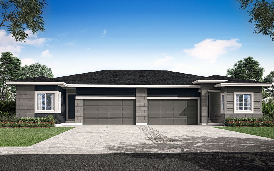 Front exterior of a home in the Westside Crossing Paired Homes community, located in Berthoud, CO (Image 13).