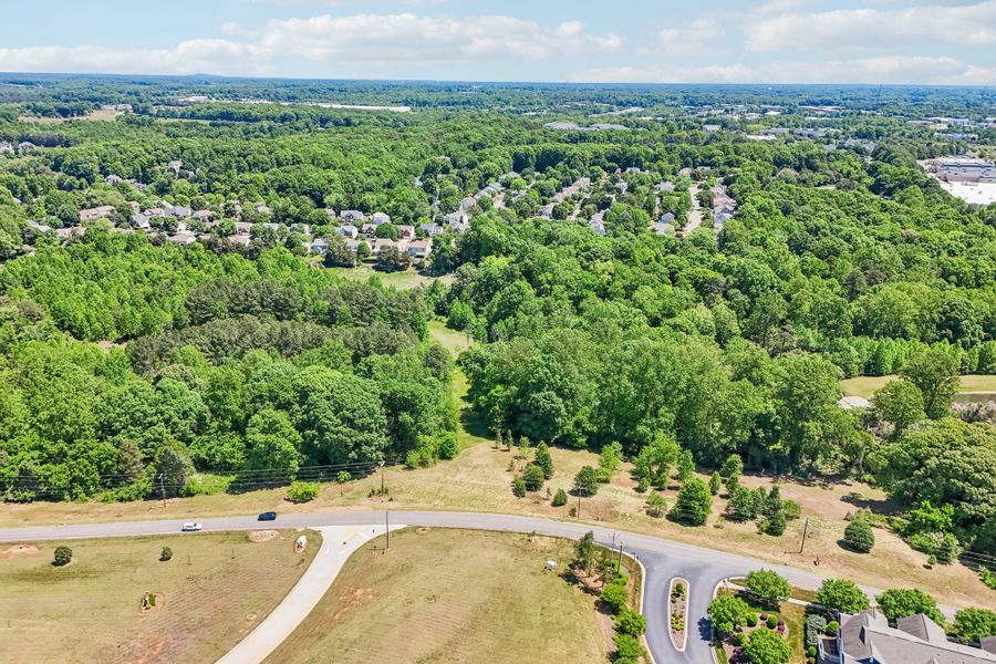 Aerial view of the Trillium Reserve at Lake Norman community in Mooresville, NC, showing layout and nearby surroundings (Image 17). Aerial view of the Trillium Reserve at Lake Norman community in Mooresville, NC, showing layout and nearby surroundings (Image 17).
