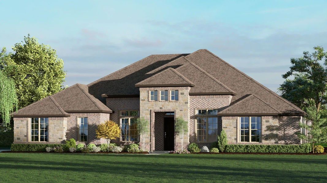 Elevation A With Stone | Concept 3441 at Mockingbird Hills – Premier Series in Joshua, TX by Landsea Homes