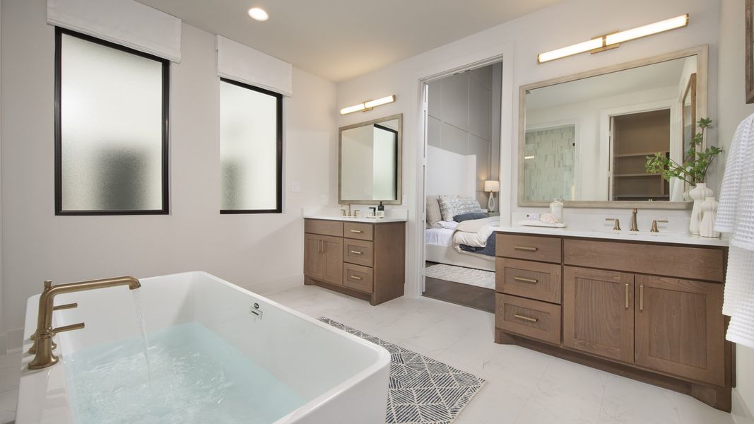 Furnished interior in a model home at Palmera Ridge 60' in Leander (Image 32).