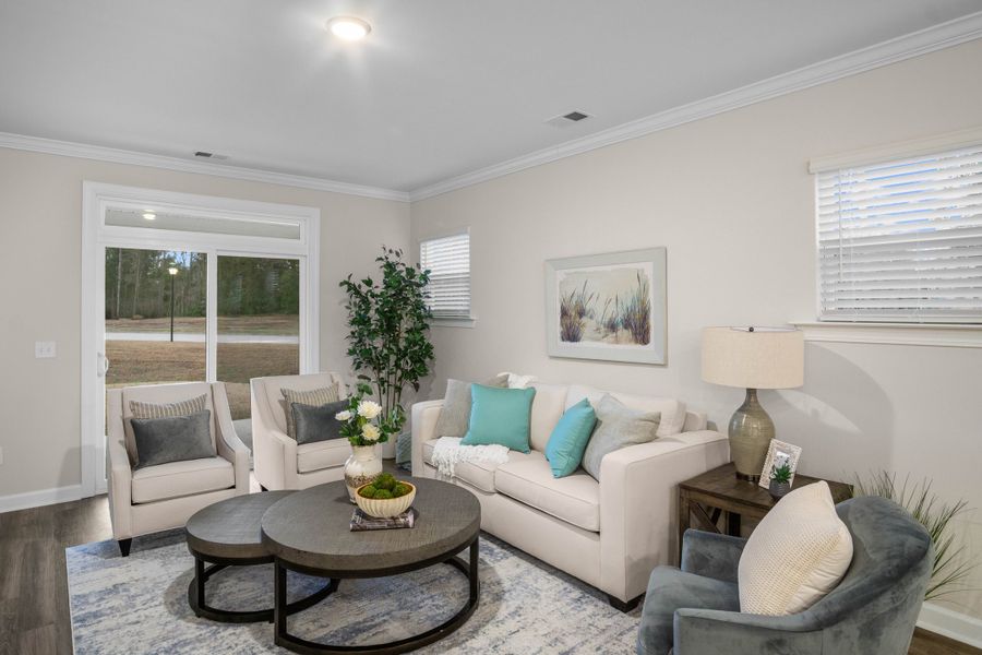 Furnished interior in a model home at The Paired Villas at Bridgewater in Little River (Image 9).