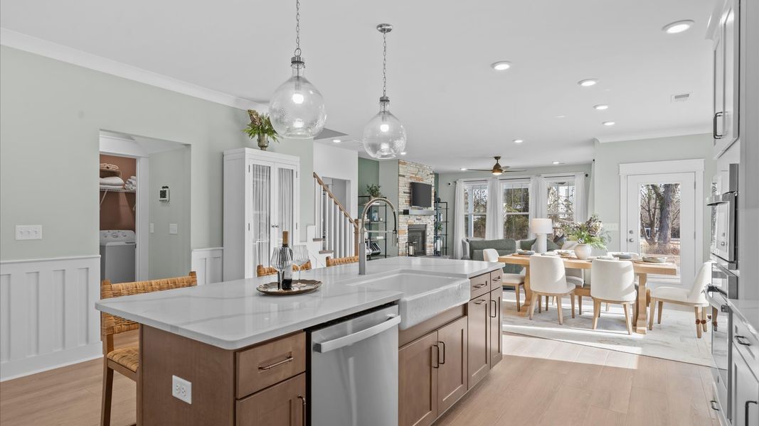 Expansive kitchen offering exceptional workspace and effortless flow to adjacent living areas in Fountain Inn, SC Expansive kitchen offering exceptional workspace and effortless flow to adjacent living areas in Fountain Inn, SC