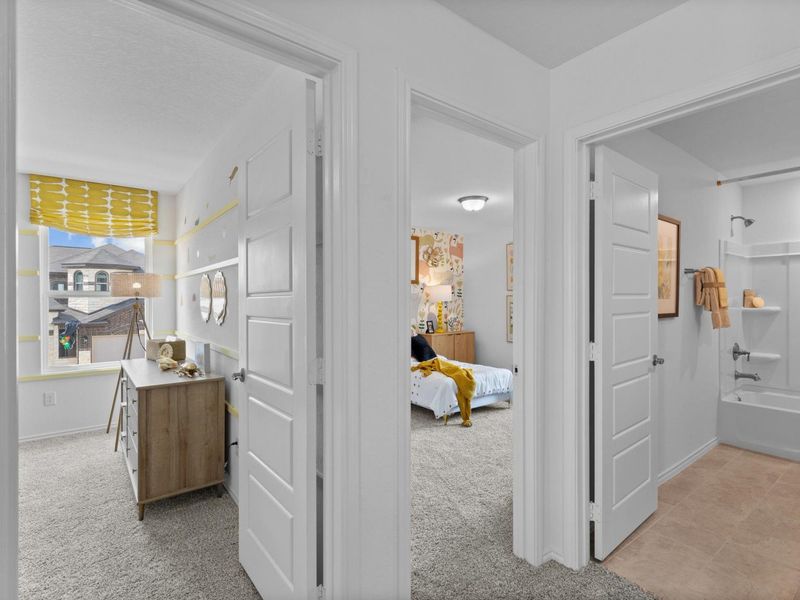 Furnished interior in a model home at Horizon Pointe in Converse (Image 25).