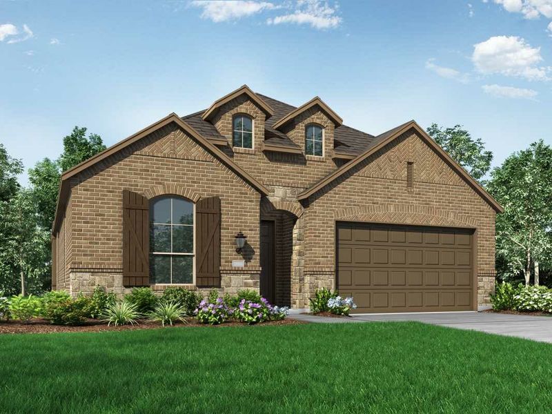 Front exterior of a home in the Crosswinds: 60ft. lots community, located in Kyle, TX (Image 9).