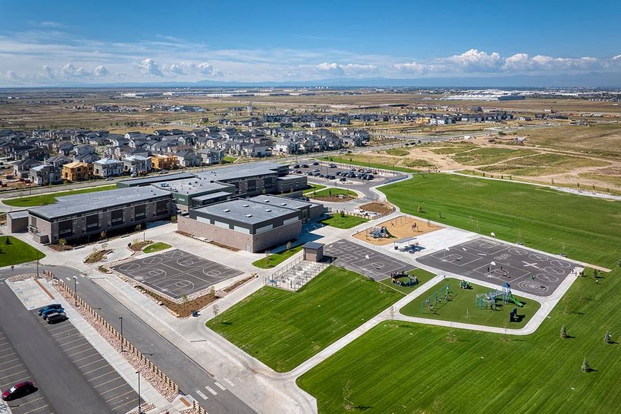 Aerial view of the The Aurora Highlands community in Aurora, CO, showing layout and nearby surroundings (Image 12). Aerial view of the The Aurora Highlands community in Aurora, CO, showing layout and nearby surroundings (Image 12).