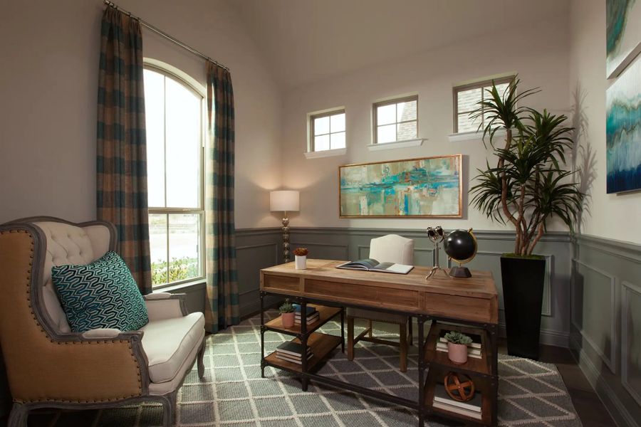 Furnished interior in a model home at Chaparral Park 50' in Oak Point (Image 23).