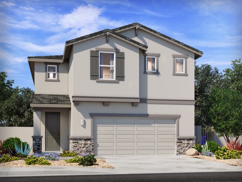 Front exterior of a home in the Sunset Crest - Signature Series community, located in Tucson, AZ (Image 10). Front exterior of a home in the Sunset Crest - Signature Series community, located in Tucson, AZ (Image 10).