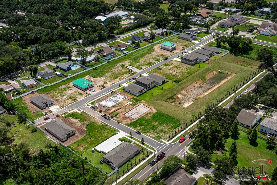 Aerial view of the Myers Estates community in Seffner, FL, showing layout and nearby surroundings (Image 12). Aerial view of the Myers Estates community in Seffner, FL, showing layout and nearby surroundings (Image 12).