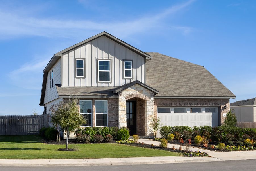 Front exterior of a home in the Morgan Meadows community, located in San Antonio, TX (Image 5).