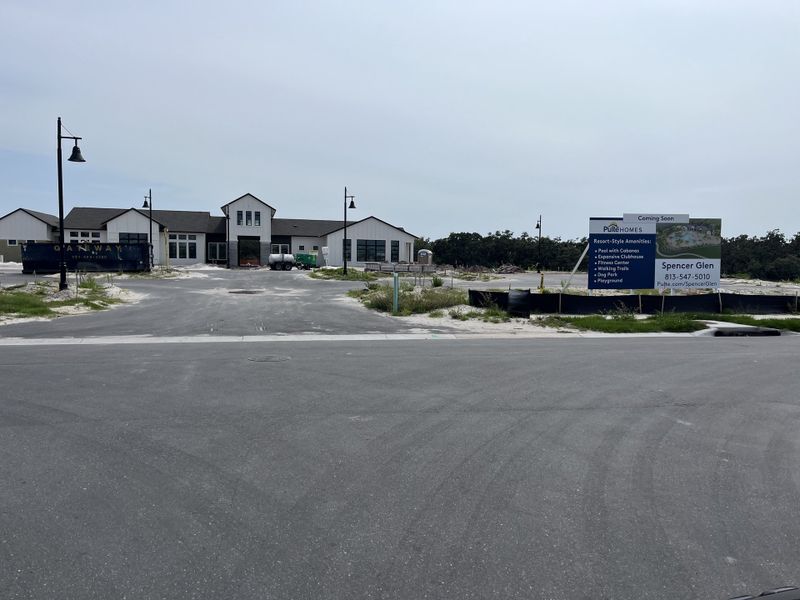 A modern clubhouse under construction in Spencer Glen by Pulte Homes, set in the picturesque community of Riverview, FL. A modern clubhouse under construction in Spencer Glen by Pulte Homes, set in the picturesque community of Riverview, FL.