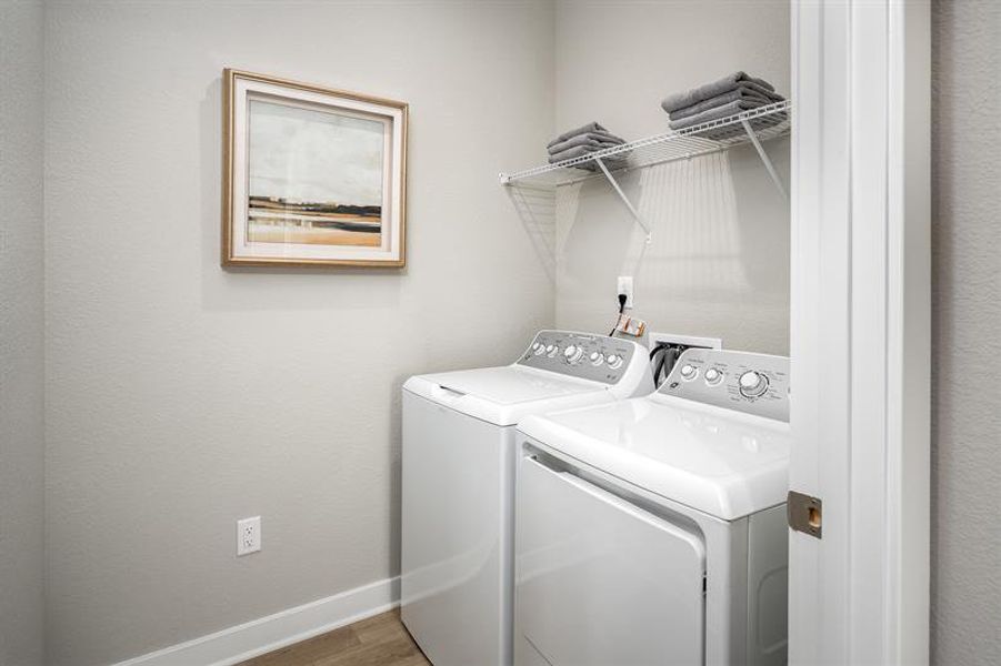 Laundry made easier—right where you need it, just steps from your bedroom. Laundry made easier—right where you need it, just steps from your bedroom.