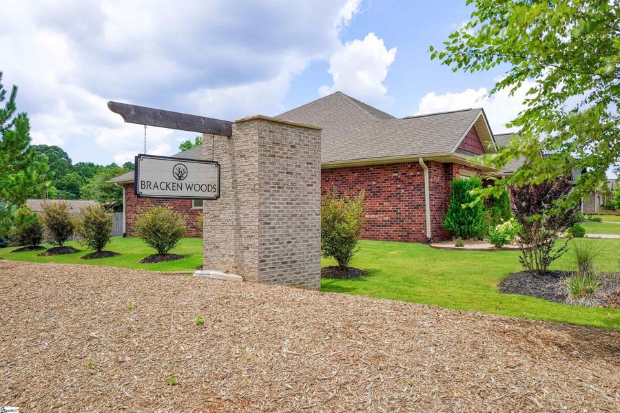 Entrance to the Bracken Woods community in Piedmont, SC, featuring signage and landscaping (Image 2).