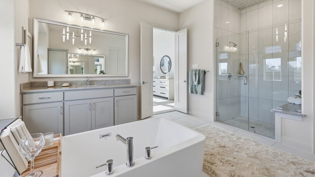 Furnished interior in a model home at Lakeshore Bluffs in Shady Shores (Image 29).