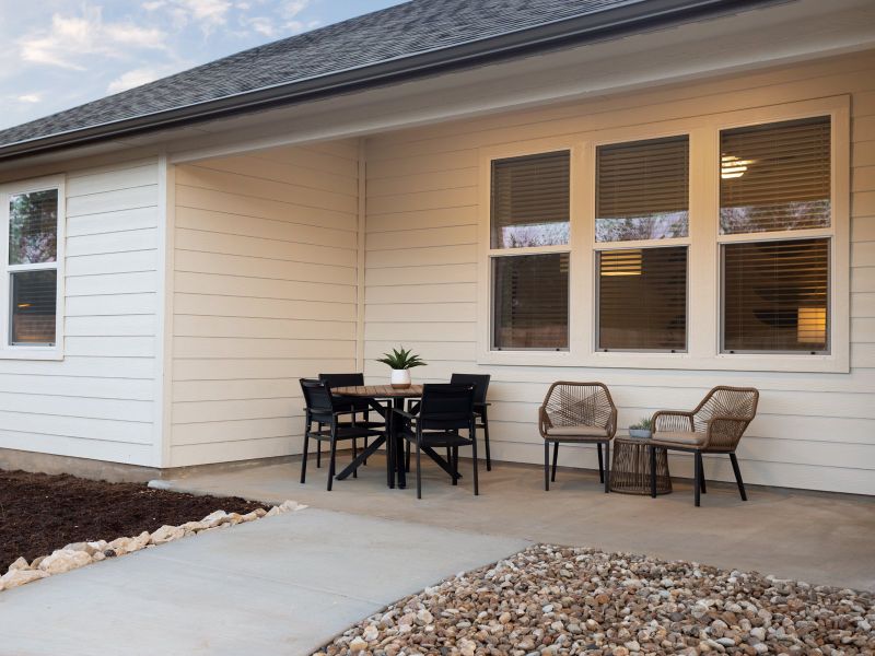 Spend some time outdoors on the back patio.