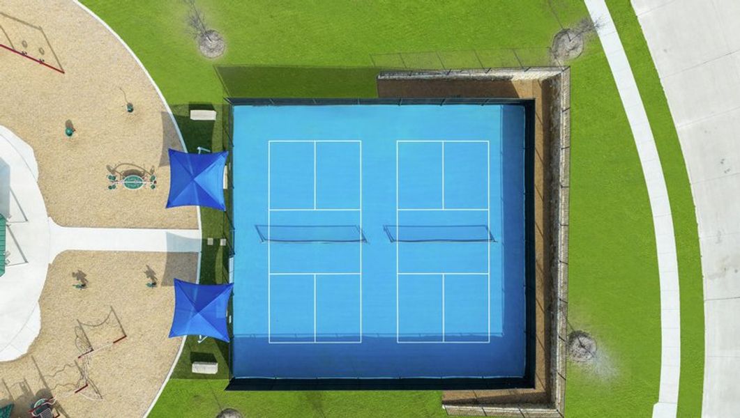 Aerial view of the pickleball court.