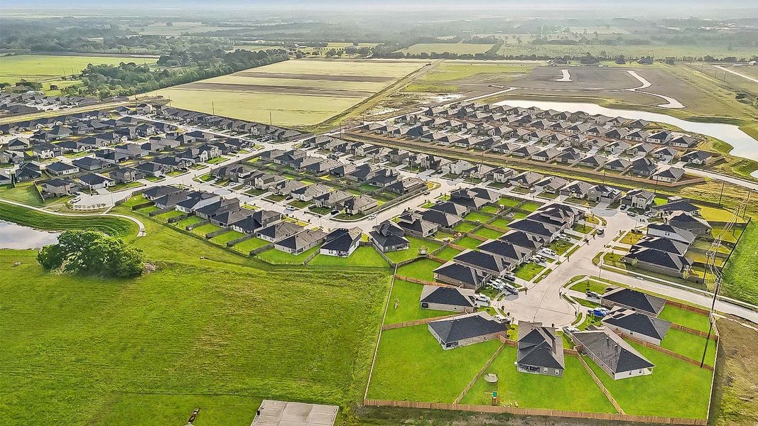 Aerial view of the Newport Pointe community in Crosby, TX, showing layout and nearby surroundings (Image 7).