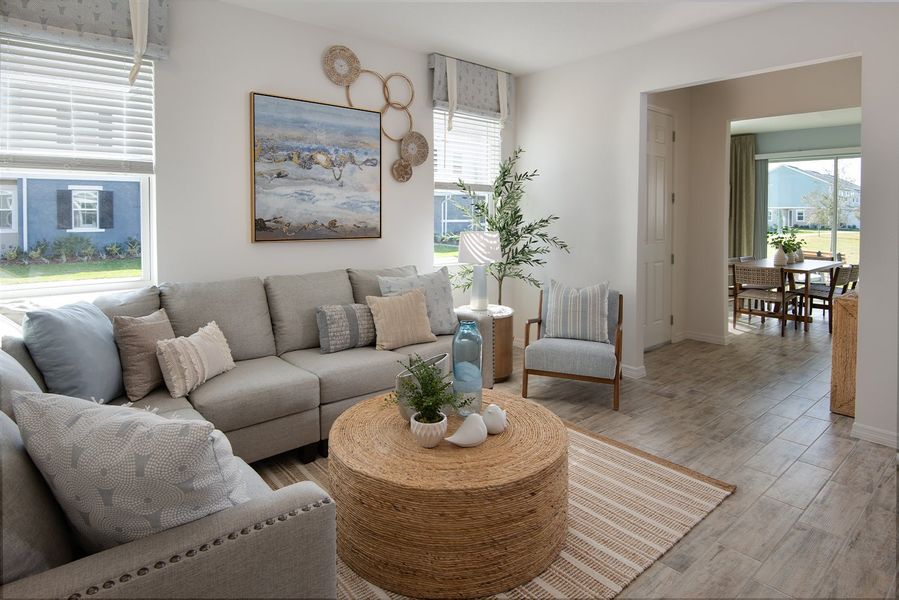 Furnished interior in a model home at Liberty Station Townhomes in Orange City (Image 5). Furnished interior in a model home at Liberty Station Townhomes in Orange City (Image 5).