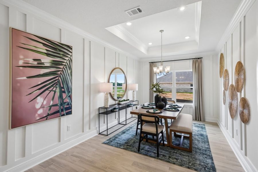 Furnished interior in a model home at Mahogany At Jubilee in Pace (Image 23).