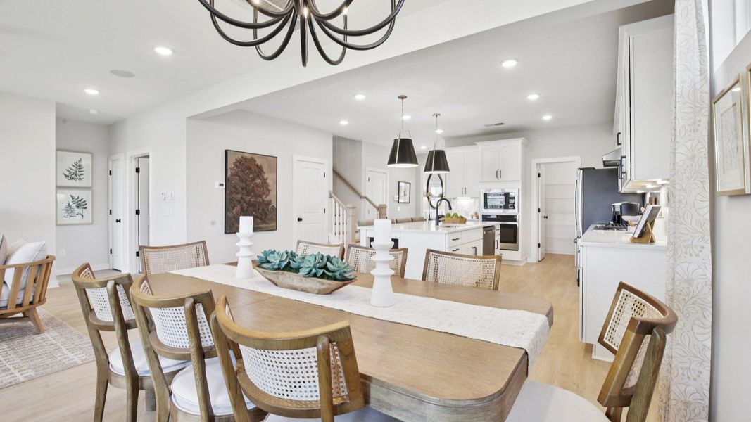 Dedicated dining area near kitchen and back patio