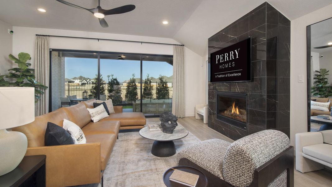 Furnished interior in a model home at Lariat 60' in Liberty Hill (Image 18).