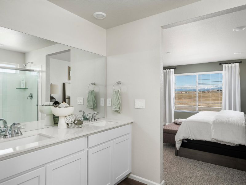 The Monarch floorplan interior image modeled at a Meritage Homes community in Johnstown, CO. The Monarch floorplan interior image modeled at a Meritage Homes community in Johnstown, CO.