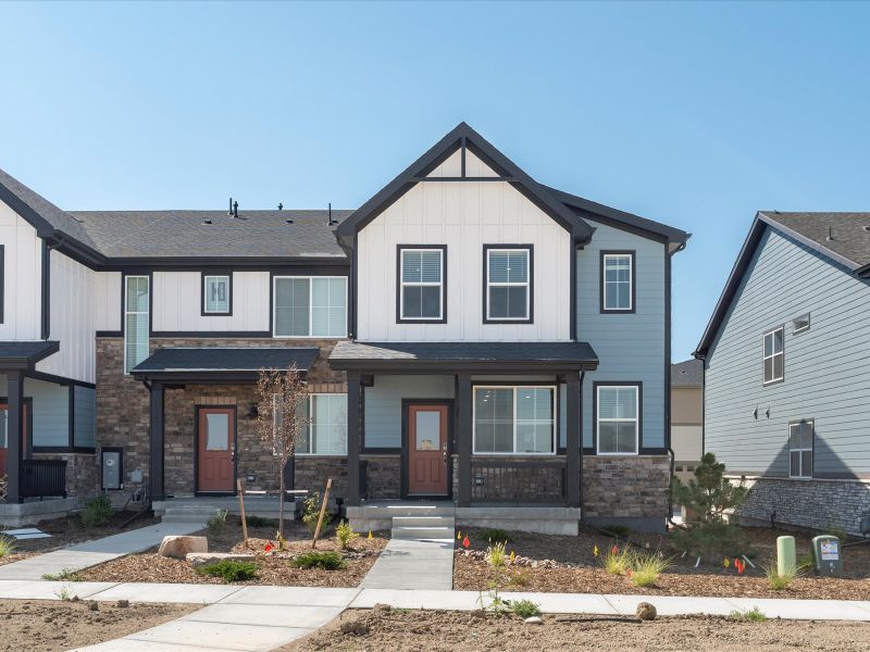 The Woodland floorplan exterior image taken at a Meritage Homes community in Aurora, CO.