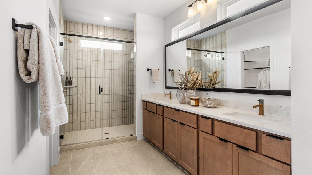 Furnished interior in a model home at Bridgeland Central in Cypress (Image 38).