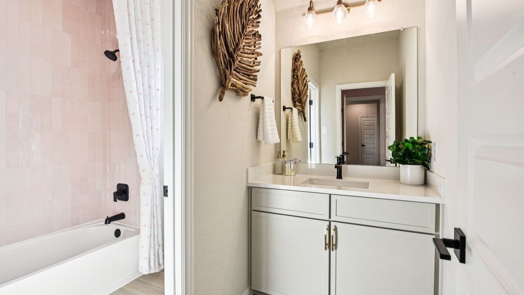 Furnished interior in a model home at Clear Creek in New Braunfels (Image 45).