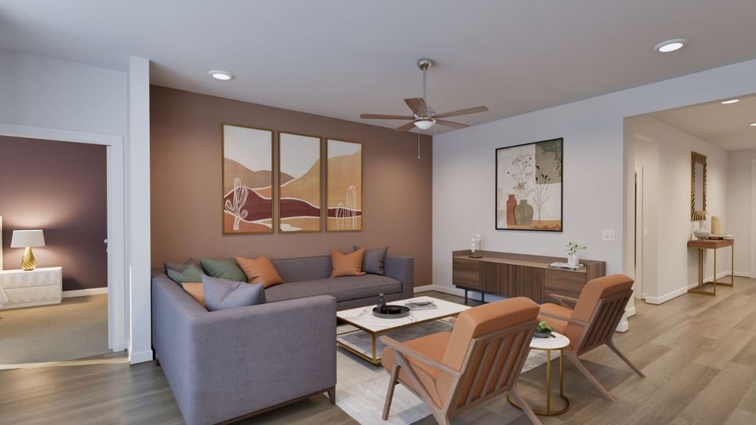 Furnished interior in a model home at Raburn Reserve in Tomball (Image 5). Furnished interior in a model home at Raburn Reserve in Tomball (Image 5).