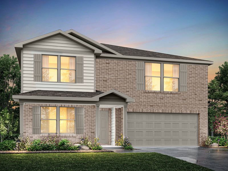 Front exterior of a home in the The Quarry community, located in Cuero, TX (Image 1).