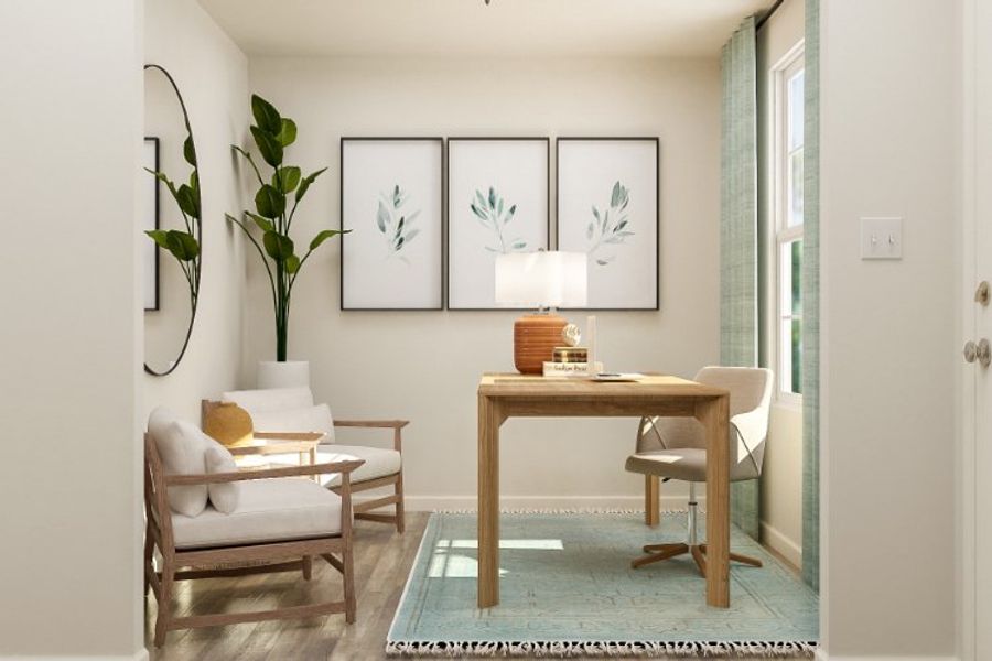 A room with a table and chairs. A room with a table and chairs.