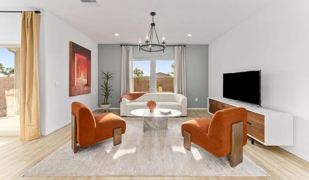 Furnished interior in a model home at Saguaro Bloom in Marana (Image 76).