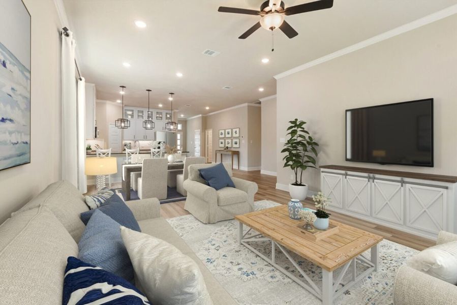 Furnished interior in a model home at Oakmont in Bryan (Image 5). Furnished interior in a model home at Oakmont in Bryan (Image 5).
