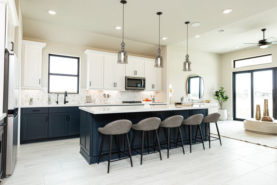 Furnished interior in a model home at The Highlands: Highland Duets in Porter (Image 4). Furnished interior in a model home at The Highlands: Highland Duets in Porter (Image 4).