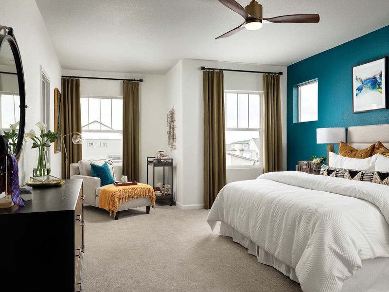 Furnished interior in a model home at Revel Crossing at Wolf Ranch – The Outlook Collection in Colorado Springs (Image 8).