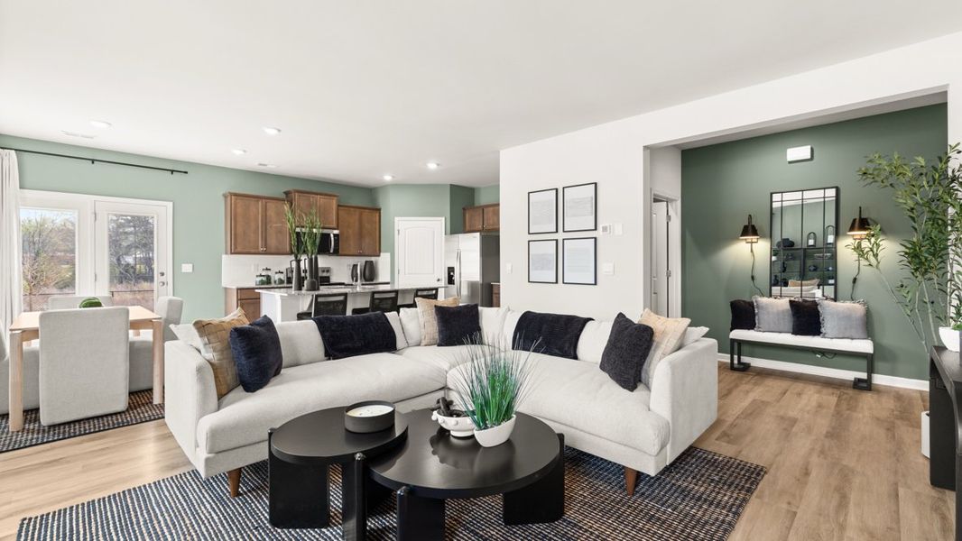 Furnished interior in a model home at Carlton in Douglasville (Image 9).