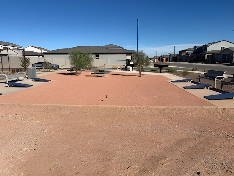 A welcoming community area with seating in North Copper Canyon by Oakwood Homes Co (Surprise, AZ).