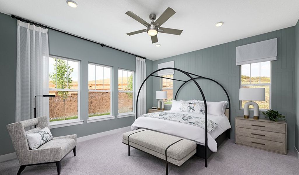 Furnished interior in a model home at Chateau at the Meadows in Castle Rock (Image 22).