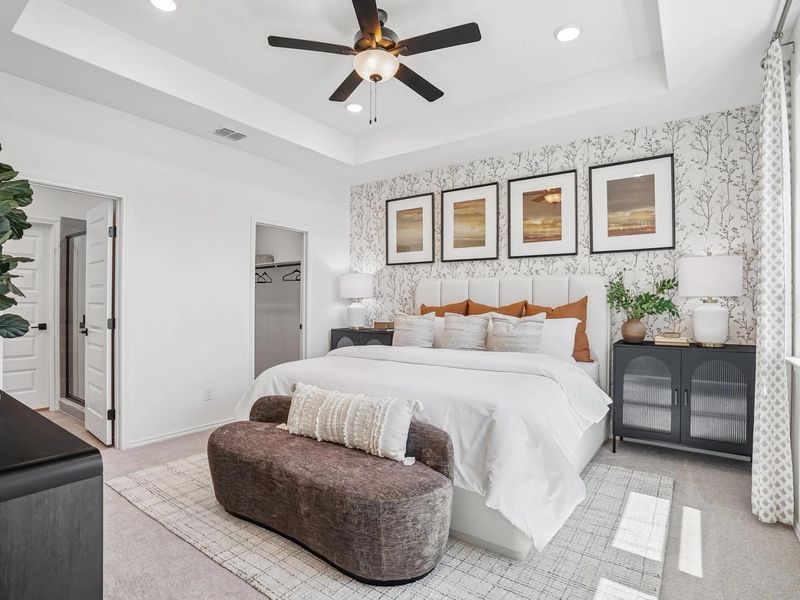 Furnished interior in a model home at Fairway Crossing in Converse (Image 9).