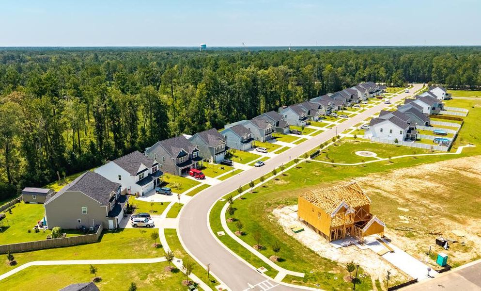 Aerial view of the Parker's Preserve community in Ridgeville, SC, showing layout and nearby surroundings (Image 12).