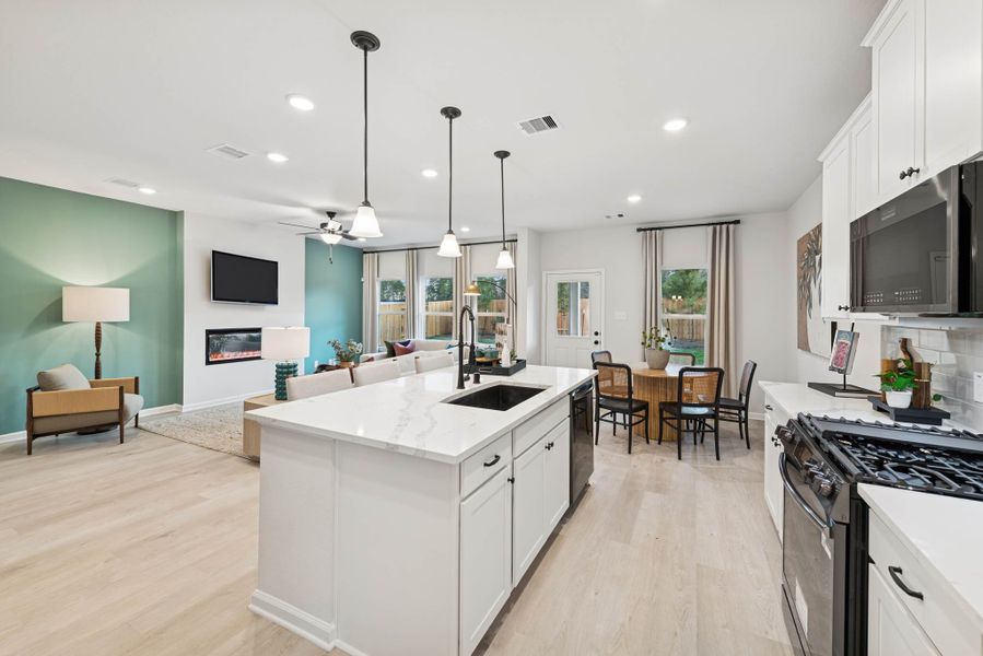 The Princeton II- Kitchen into Family Room