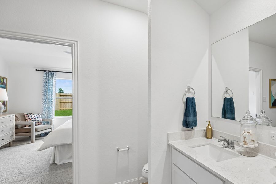 Furnished interior in a model home at Meridiana in Manvel (Image 34).
