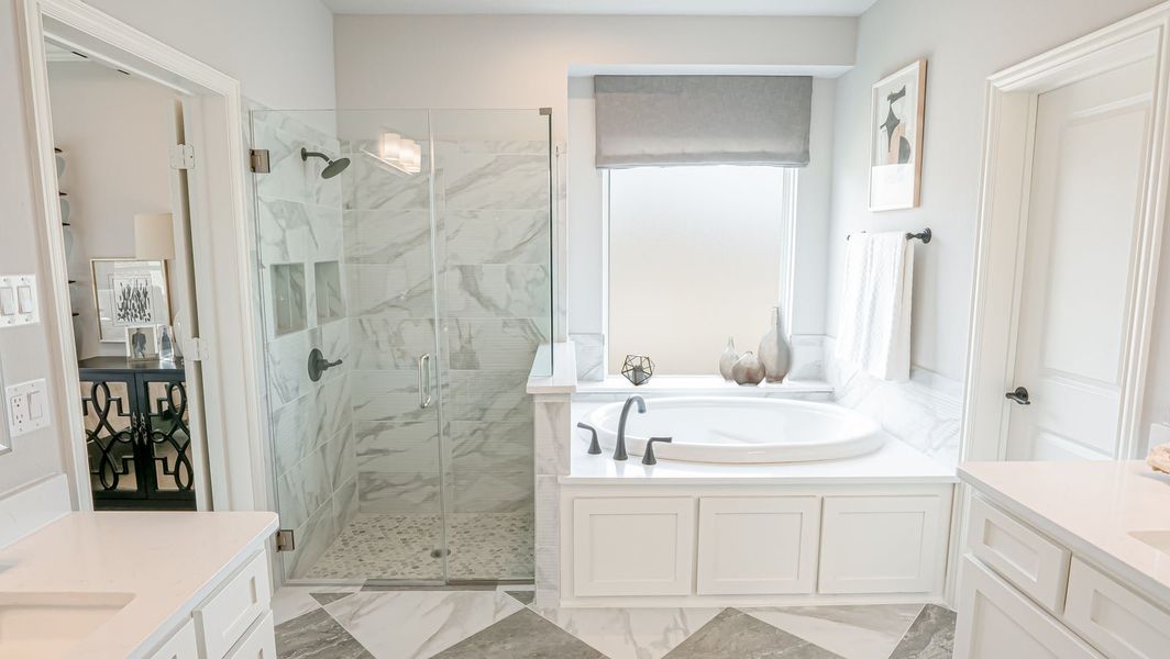 Furnished interior in a model home at High Country in Burleson (Image 6).