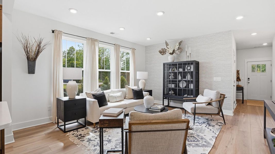 Highly functional family room with established charm and current styling in a reputable community called Marion Square