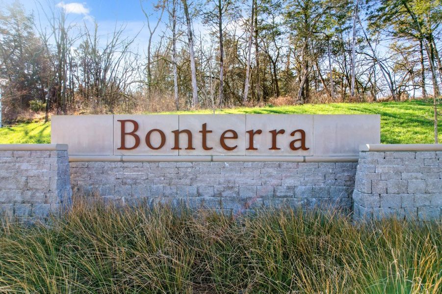 Entrance to the Bonterra community in Franklin, TN, featuring signage and landscaping (Image 2). Entrance to the Bonterra community in Franklin, TN, featuring signage and landscaping (Image 2).
