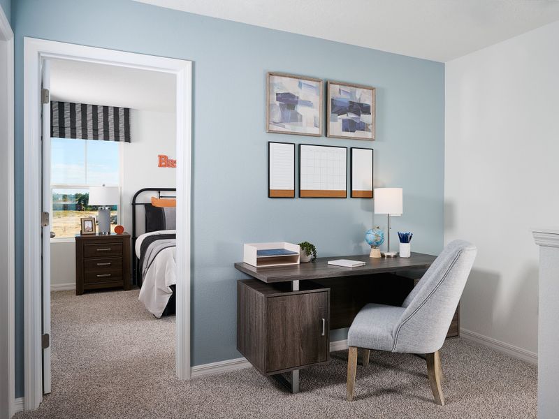 Furnished interior in a model home at Cagan Crossings West in Clermont (Image 9). Furnished interior in a model home at Cagan Crossings West in Clermont (Image 9).