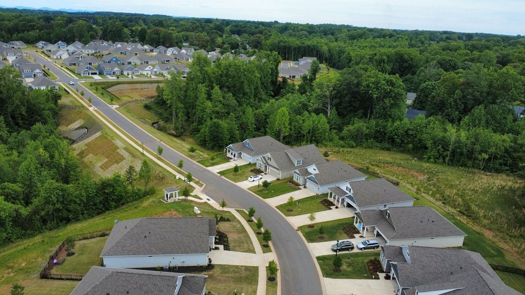 Aerial view of the The Townes at Lake Norman community in Mooresville, NC, showing layout and nearby surroundings (Image 4). Aerial view of the The Townes at Lake Norman community in Mooresville, NC, showing layout and nearby surroundings (Image 4).