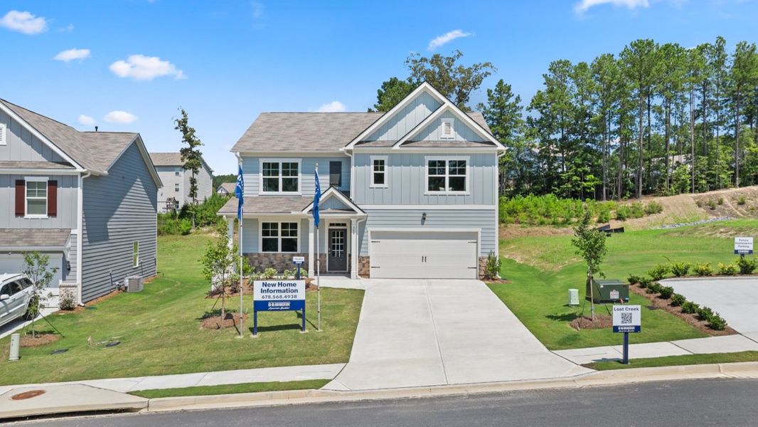 Front exterior of a home in the Lost Creek community, located in Dallas, GA (Image 1).